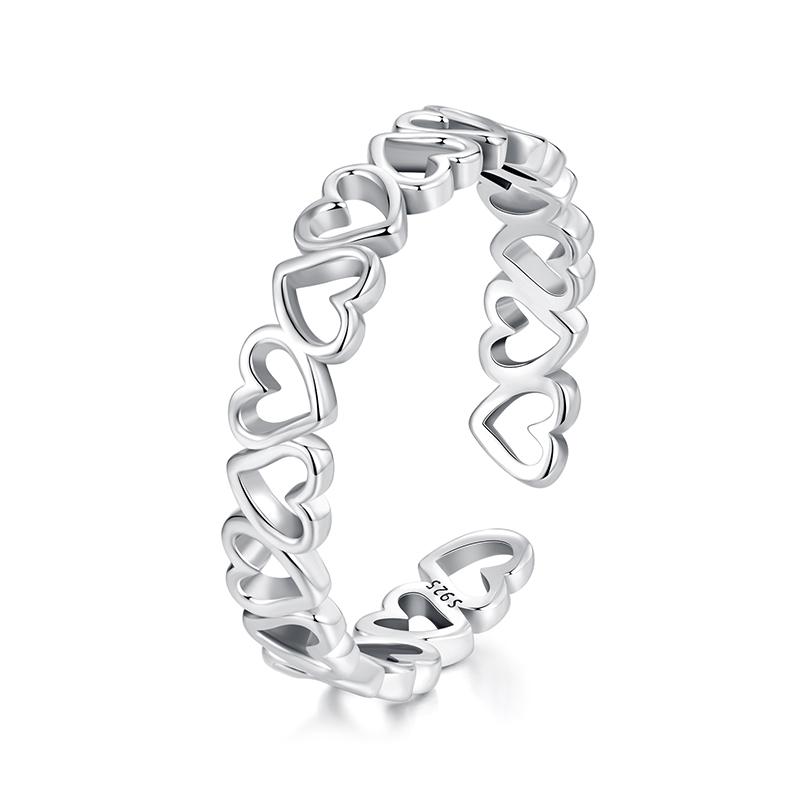 WOSTU Adjustable Rings Real 925 Silver Stackable Engagement Zircon Open Size Rings For Women Female Original Jewelry