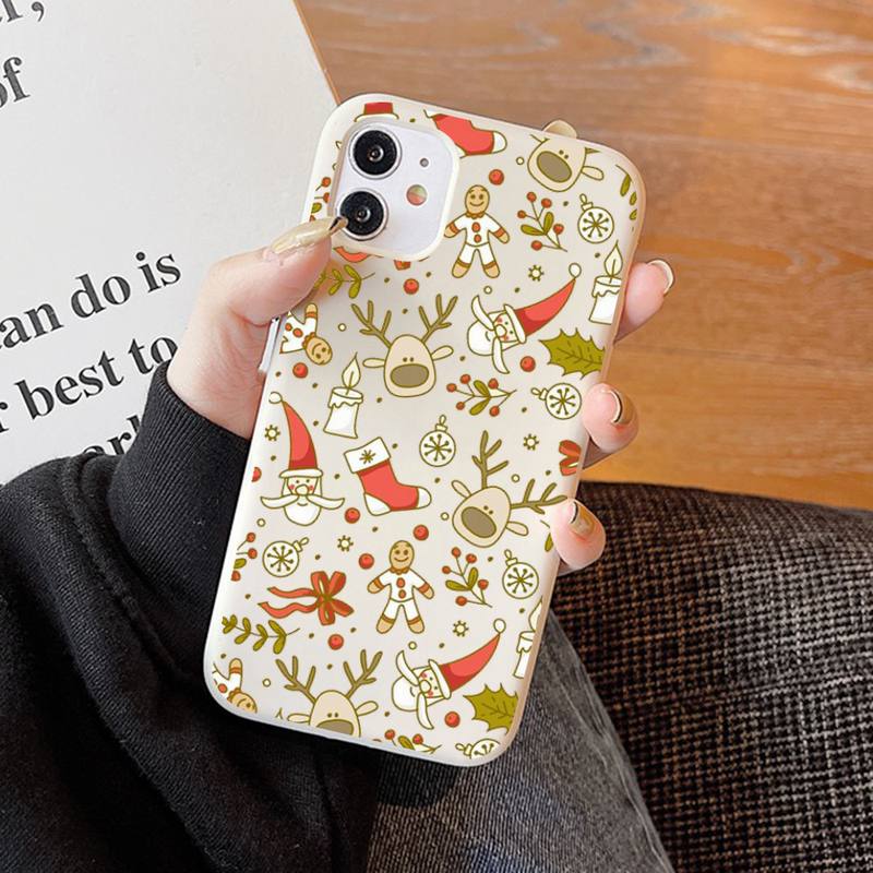 New Year Merry Christmas Phone Case Soft Solid Color for iPhone 11 12 13 mini pro XS MAX 8 7 6 6S Plus X XR