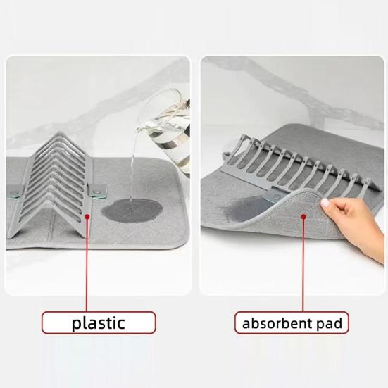 Foldable Dish Drying Mat Super Absorbent Microfiber Drain Pad Stackable Shelf Design Non-Slip Kitchen