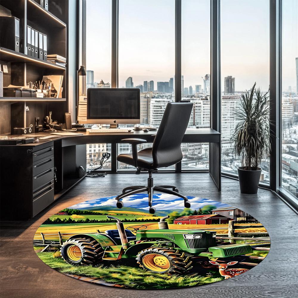 Truck Printed Round Rug Carpet Chair Rug Area Rug Entryway Doormats,for Office Chair Living Room Bedroom Kitchen Room.