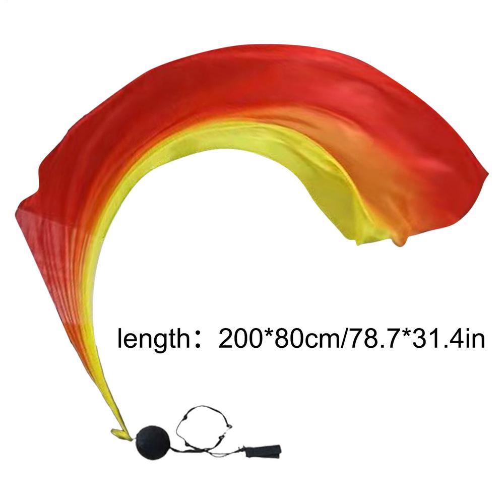 Seiden Schleier Poi Wunderschöne Tanzflaggen mit Schwingkugeln Bunte Anbetungsflaggen für Kirche, Bühne, Stammesaufführungen