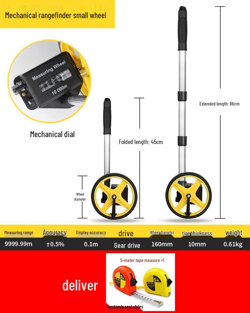 Mechanical Digital Road Measuring Wheel – Outdoor Roller Rangefinder for Engineering