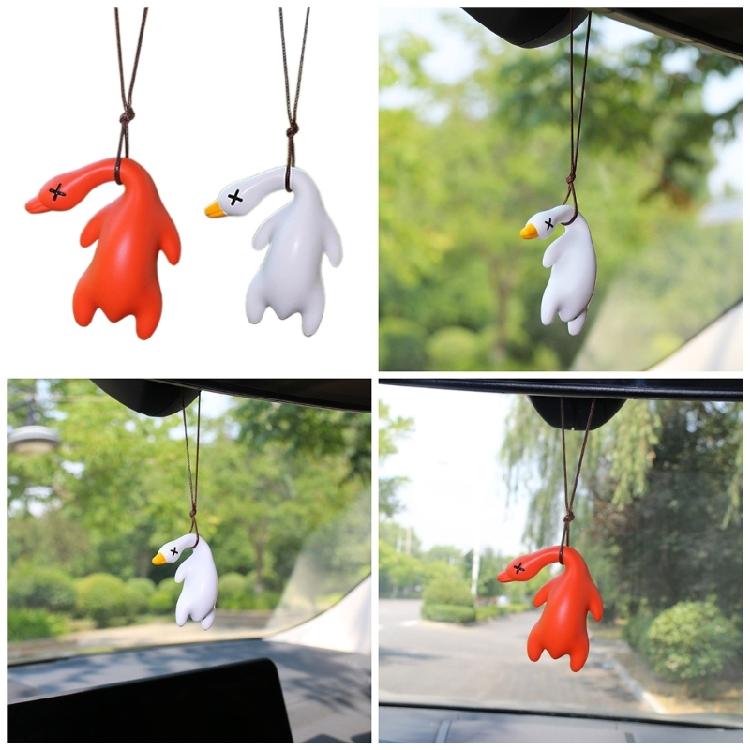 Cute Anime Pipe Duck Car RearviewMirror Pendant Interior Ornament Decoration