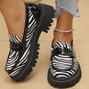 Women's Loafers Fashion Casual Zebra Stripes Loafers Shoes for Women Plus Size New Spring Autumn Round Toe Platform Female Shoes