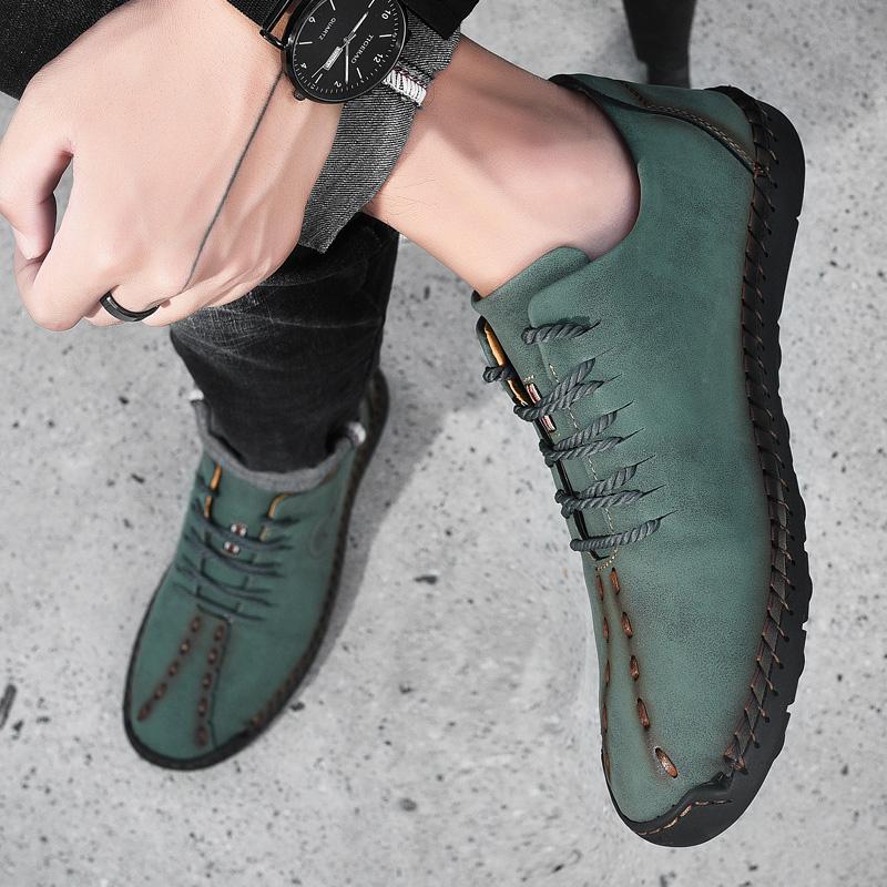 Men’s Moccasins Green Driving Shoes Wide Blue Flats Casual Shoes Plus Size Outdoor Summer Handmade Shoes