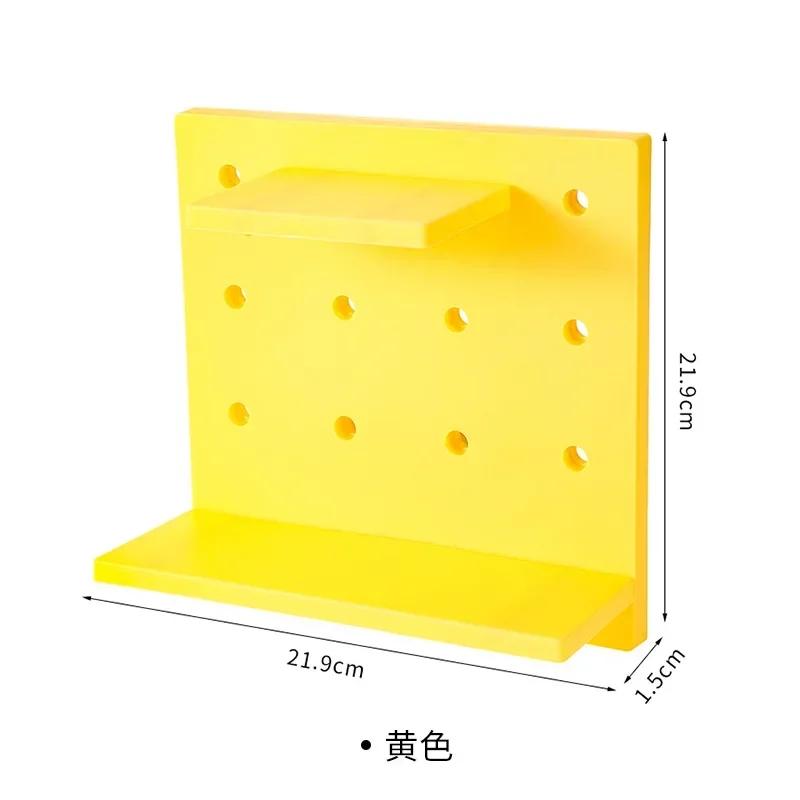 

2024 Стеллаж для хранения с отверстиями Пластиковый без отверстий Бытовой настенный для ванной комнаты Гостиная Общежитие Настенная комбинация с отверстиями жёлтый