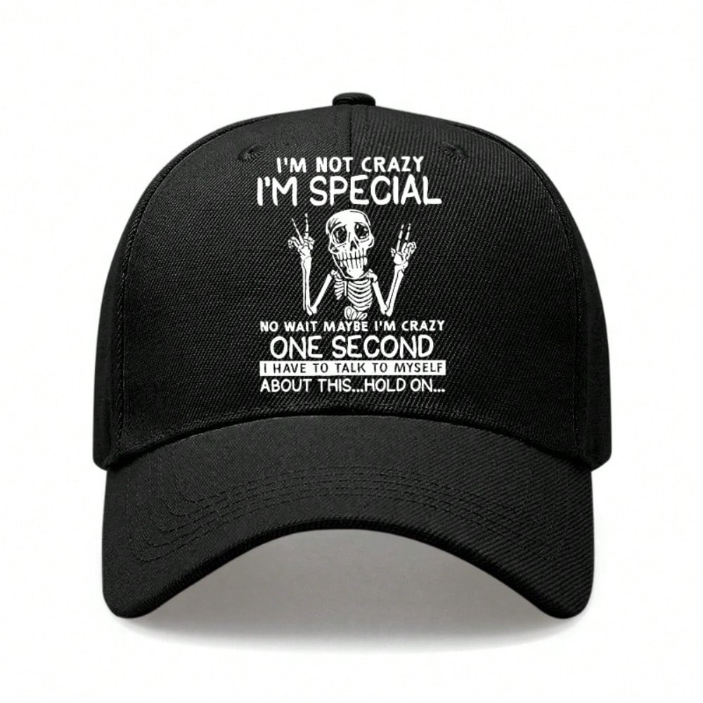 [Funny Baseball Cap] Unisex  I M NOT CRAZY I M SPECIAL  Print Hat, Lightweight Adjustable Breathable, Casual Outdoor Sports Daily Dad Cap чёрный