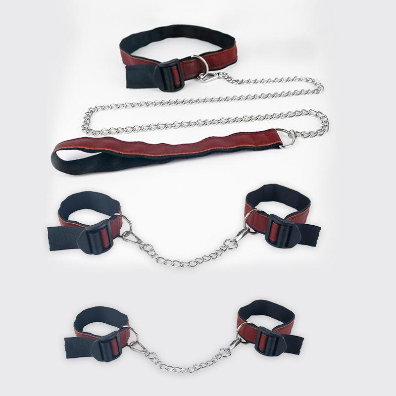 SM Slave Female Handcuff Legcuffs Neck Collar Leash Adjustable Metal Chain Handcuffs  Body Restraint Sex Toys 18+ Sex Shop