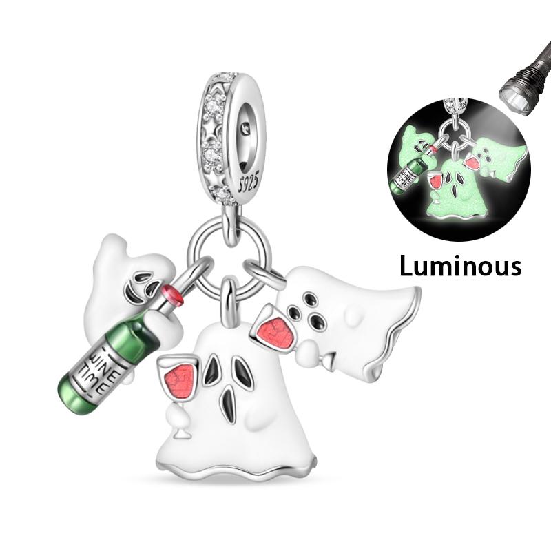 Original Copper Color Fashion Halloween Series Luminous Skull Elf Pumpkin Charms Beads Fit Qikaola Bracelets Diy Jewelry