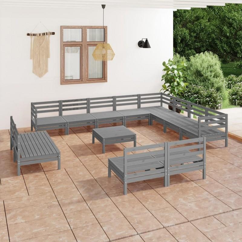 Day and Night - Day and Night Garden Furniture Set 13 Pieces Solid Gray Pine Wood