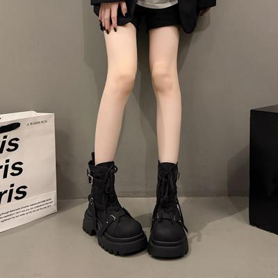 Thick-soled Heightening Martin Boots Women's 2025 New Autumn and Winter Maillard Rhubarb Boots Xinjiang Desert Locomotive Short Boots