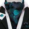 Barry.Wang Mens Chic Floral Paisley Cravat Jacquare Silk Ties Hanky Cufflinks Set Formal Wedding