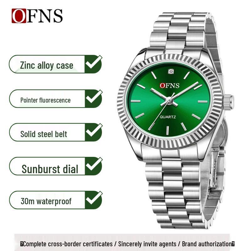 OFNS Classic Women's High-End Casual Luxury Quartz Wristwatch, Roman Numeral, Stud Design, Business-Commuting, Waterproof.