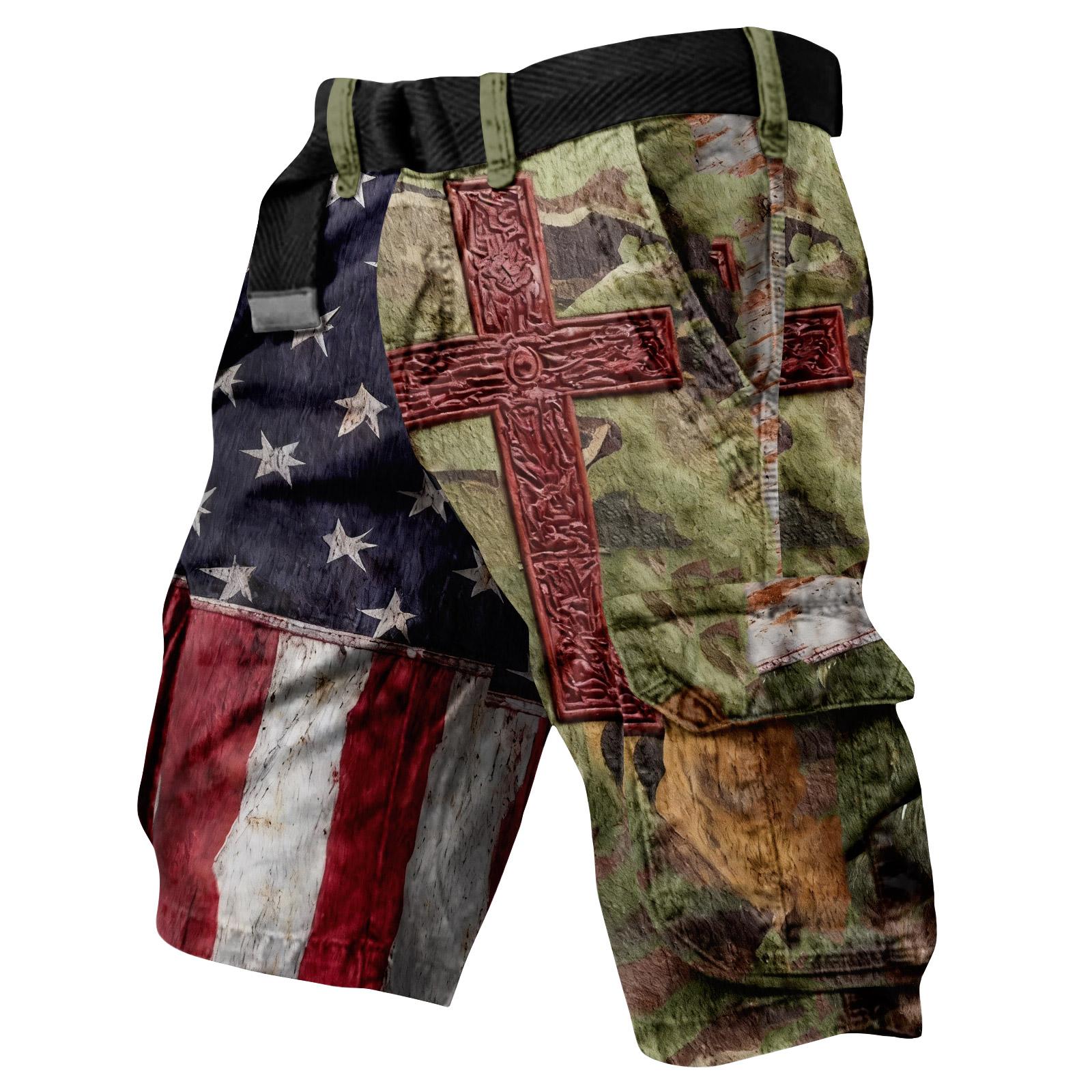 

Men s Summer Printed Outdoor Shorts Men s Loose Multi-Pocket Shorts S коричневий