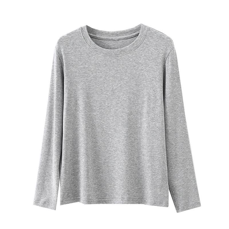 Women's Ribbed Crew Neck Long Sleeve Slimming T-shirt - 2025 Autumn/Winter Collection