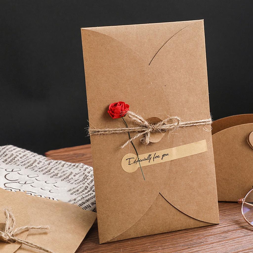 Vintage Blanks Greeting Card DIY Kraft Paper Invitation Greeting Card Suitable for Birthdays Festivals