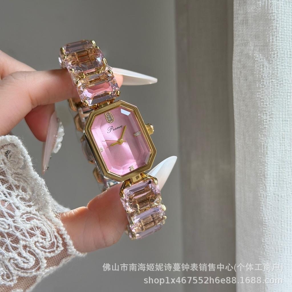 Mini-Kristalluhr im französischen Stil für Damen, leichter Luxus, elegant, Diamant, Kleid, Armbanduhr
