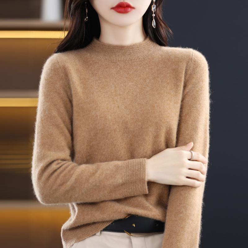 Women's Cashmere Sweater Qinghe Cashmere 30% Cashmere 70% Wool Autumn and Winter Pullover Warm and Fashionable