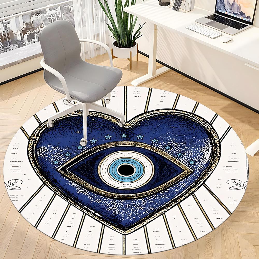 1pc Heart Eye Office Round Area Rug,  Mat Suitable For Office, Under Office Chairs Bedroom Living Room Home Decor, Room Deco