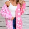 2025 Herbst Neuheit Splicing Strick Valentinstag Tasche Langer Cardigan Liebe Pullover