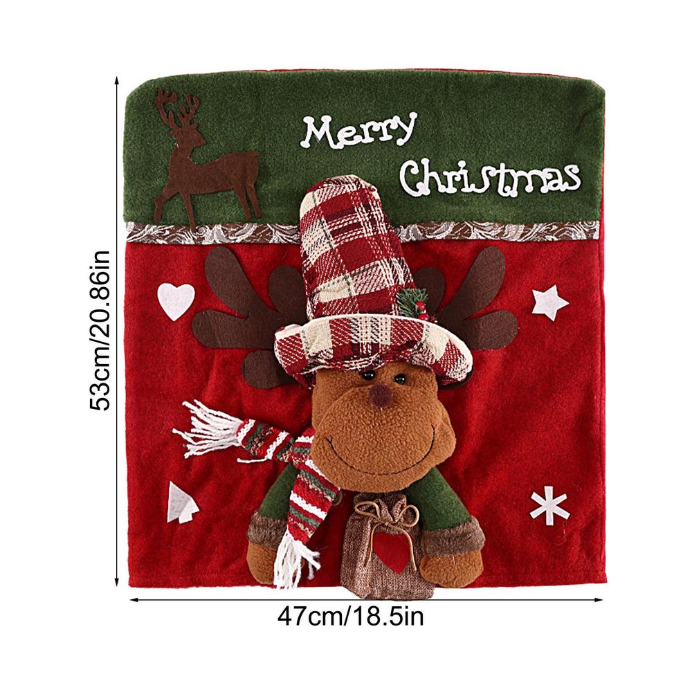 Chair Back Covers Christmas 3D Doll Seat Slipcovers Holiday Chair Covers For Hosts Parents Dinner Family Gathering Kitchen
