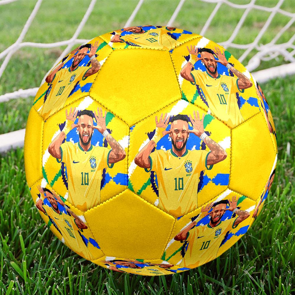 1PC Neymar Record Breaker Size 5 Soccer Ball PrahaIndoor Soccer Ball Colorful All Ages Machine Stitched PVC Competition Ready Durable High-Bounce