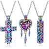 Shajwo 3 Pack Cremation Urn Necklace for Ashes for Women Men Heart Lotus Cross Cylinder Cremation Jewelry for Ashes Loved One Memorial Keepsake