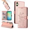For Samsung Galaxy A06 5G/4G Wallet Case Butterfly Floral Imprint PU Leather Phone Cover with Wrist Strap