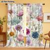 Watercolor Pastoral-style Floral Pattern Print Drapes Room Darkening Window Curtains for Home Decor,Rod Pocket Blackout Curtains