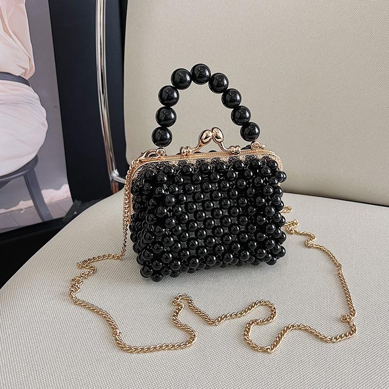 Luxury Clear Crystal Beaded Evening Clutch Handmade Transparent Beaded Mini Top-Handle Crossbody Bag for Wedding Party