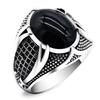Wholesale of Personalized Retro Two-color Men's Rings and Black Agate Rings