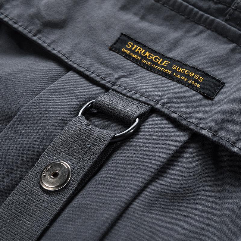 JAYSCE Men's Summer Shibuya Style Loose Fitting Work Shorts Amikaji Outdoor Multi Pocket Cargo Pants Oversized Classic Short