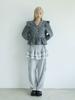 Eogeulliswedou Button Check Frill Blouse (Charcoal)