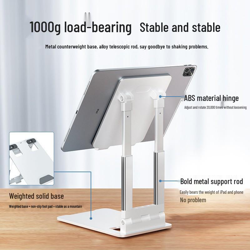 Foldable Metal Tablet Stand for Desktop: Adjustable for Online Classes & Gaming