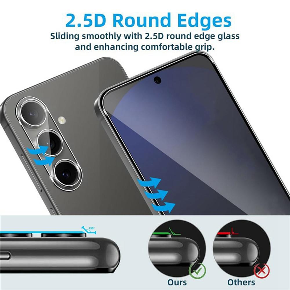 2Pcs For Samsung Galaxy A26 5G Screen Protector 2.5D Arc Edge High Clarity Tempered Glass Film with Camera Lens Film