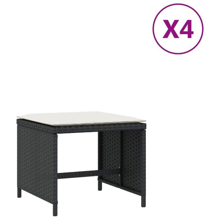 VidaXL Lot de 4 Tabourets de Jardin avec Coussins, Sièges de Jardinage, Chaises de Terrasse Balcon Parc Patio Extérieur, 4007483