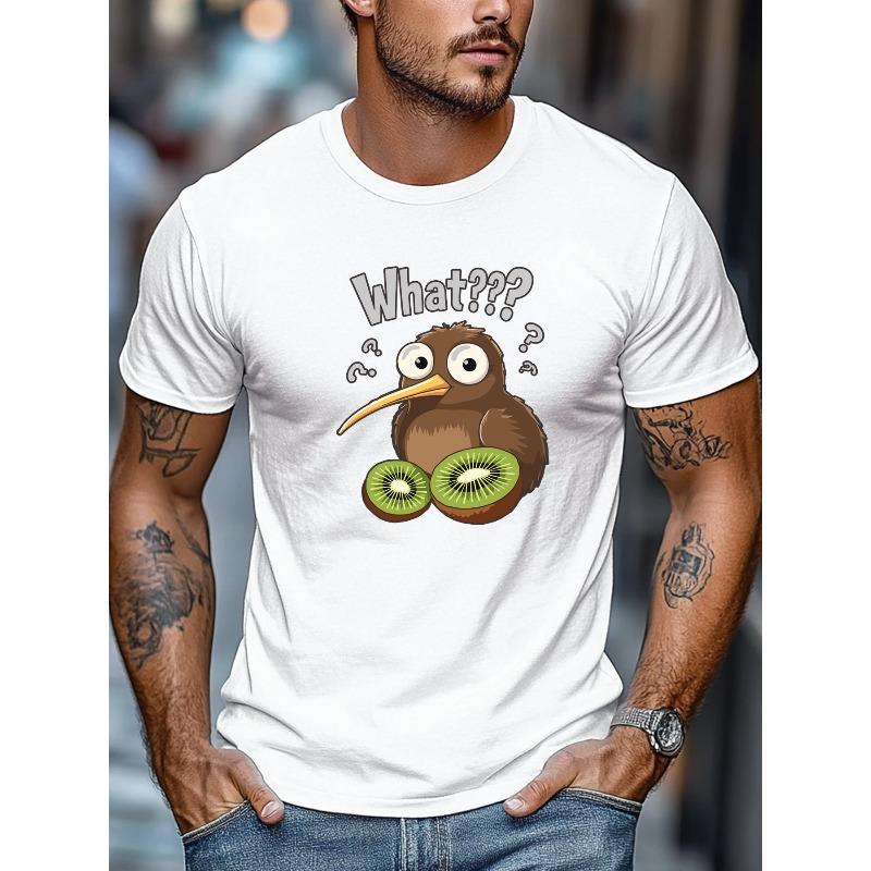 Men S Summer Casual Short-Sleeve T-Shirt with Kiwi Pattern S