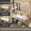 Modern Minimalist Sintered Stone Washbasin Set with Seamless Ceramic Sink, Bathroom Cabinet, and Mirror Storage Cabinet