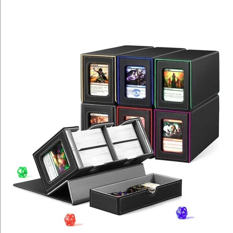 PU Leather Card Deck Storage Box Holds 200+ Trading Cards Magnetic Closure Game Card Holder for MTG TCG Commander Collector