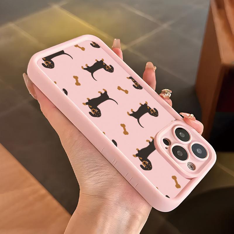 Sausage dog bone pattern phone case suitable for iPhone 17 16 15 14 13 12 11 Pro/Max/Plus anti drop and shockproof back cover