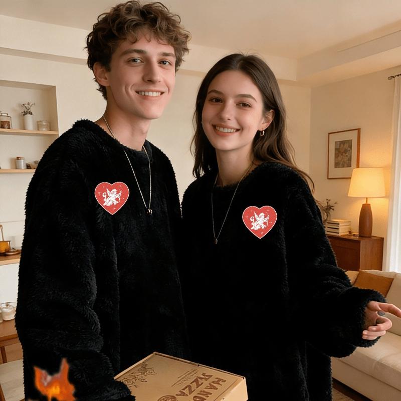 

2Pcs Matching Flannel Shirts for Couples - Warm Comfortable Tops Ideal XXL абрикосовий