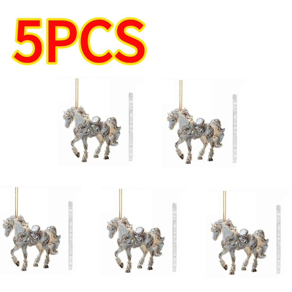 New Sandalwood Horse Pendant Car Hanging Decoration Christmas Theme Elements Pattern Design Christmas-themed Acrylic