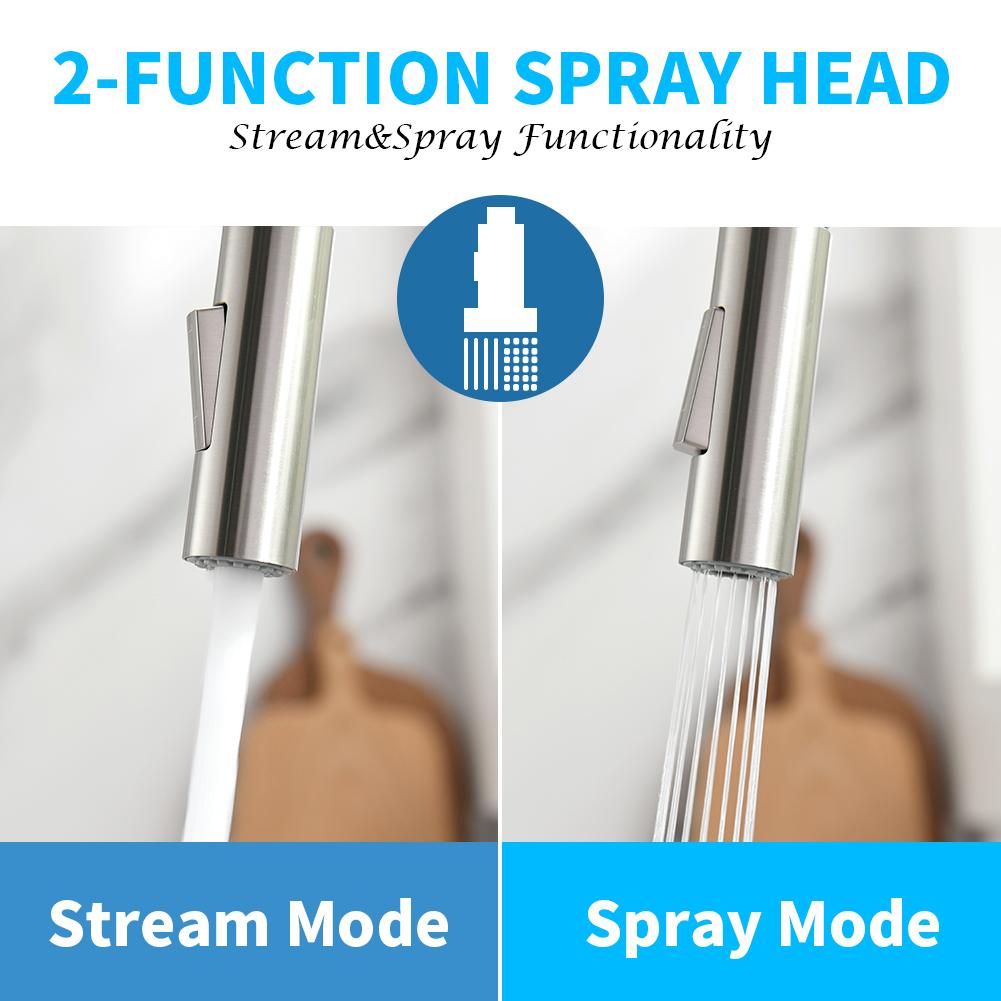 Brushed Nickel Kitchen Faucet Single Hole LED Style Pull Out Spout Kitchen Sink Stream Sprayer Head Black Mixer Tap LED 866006