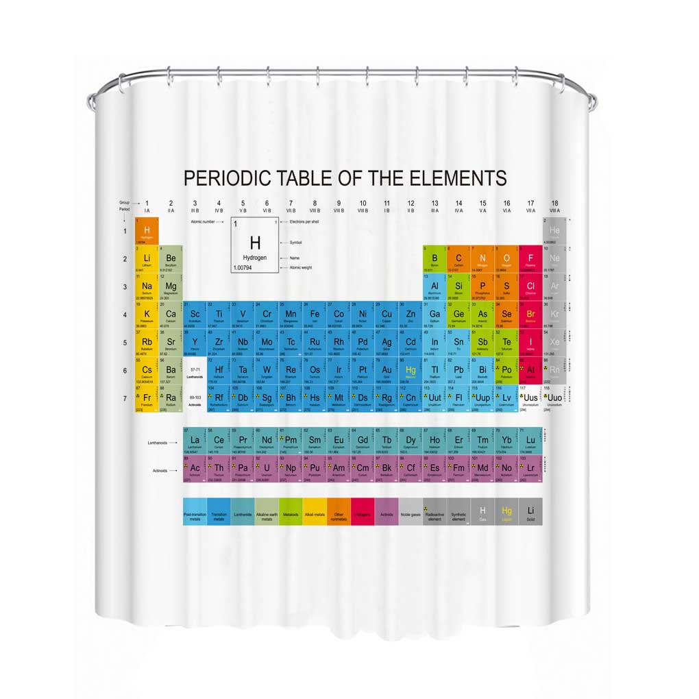 

Periodic Table of Elements Shower Curtain Waterproof Home Hotel Bath Screen Bathroom Bathtub Toilet Educational Decorative Drape 120cmx180cm