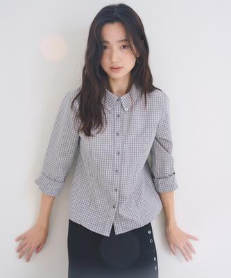 OAFISH Dear Button Check Shirt, Sky Blue