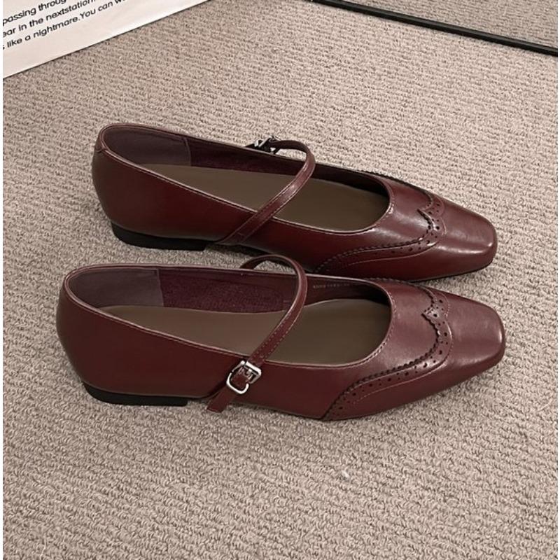 Fashion New Retro Shoes Women Shallow Fashion Buckle Strap Bean Dress Flat Mary Janes Shoes Solid Flat Low Heels Zapatos