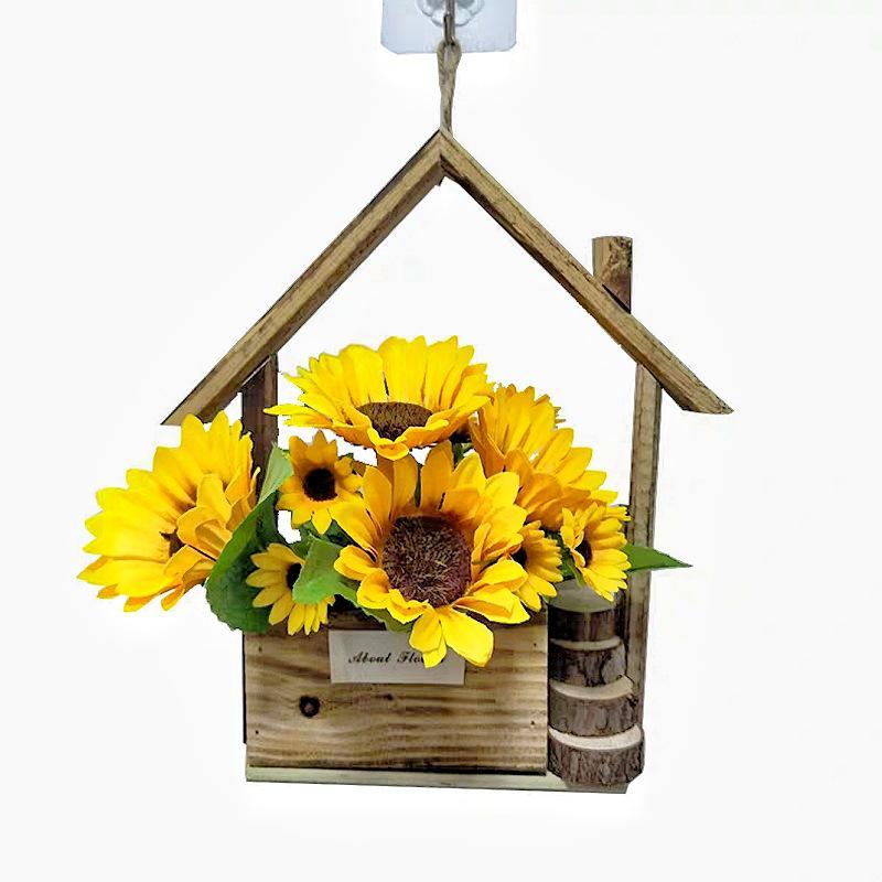 European-style Wooden Wall Hanging Flower Basket with Macrame