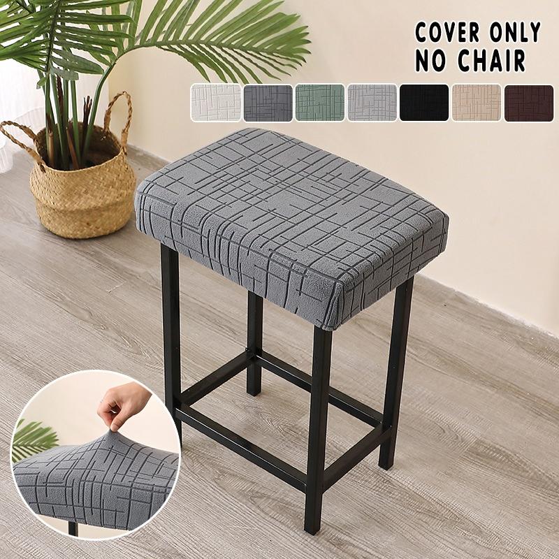 1/2pcs Solid Color Bar Stool Covers Stretch Jacquard Square Chair Cover Home Saddle Seat Slipcover for Coffee Kitchen