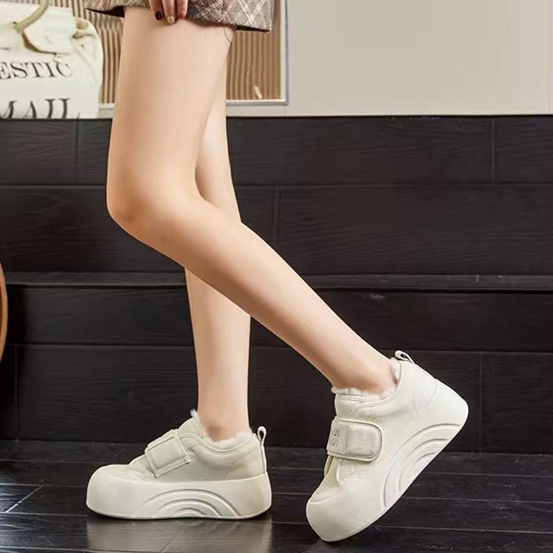 Velcro women's new autumn and winter velvet thickened and heightened thick-soled versatile big-headed bread shoes women