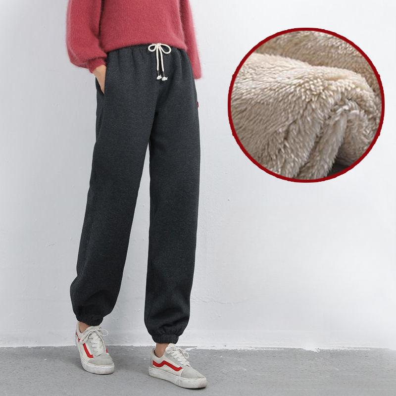 Winter Velvet Sports Pants for Women, Wide Legs, Loose Large Size, Fat Legs, Warm and Thick Lamb Velvet Lantern Pants, Waiver Pants